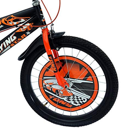 Image of RAW BICYCLES 20T Sports BMX Single Speed 14 Inches Steel Frame Road Bike Kids Bicycle/Cycle for 7 to 10 Years Boys & Girls Semi Assembled Tyre and Tube with Training Wheels (Orange)