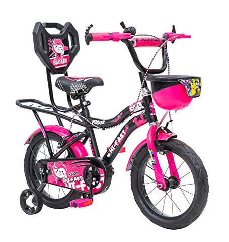 Image of Hi-Fast 16 inch Kids Cycle for 5 to 8 Years Boys & Girls with Training Wheels & Carrier (KIDOZ-16T-Semi-Assembled)
