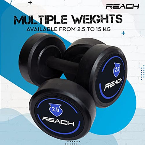 Image of Reach round dumbbell weights for strength training at home and gym ( 2.5kg pair )