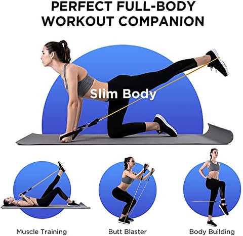 Image of Fulminare Resistance Bands Set for Exercise, Stretching, and Workout Toning Tube Kit with Foam Handles, Door Anchor, Ankle Strap, and Carrying Bag for Men, Women (Resistance Band*)