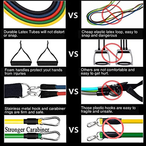 Image of RYLAN-Resistance Bands Set for Exercise, Stretching, and Workout Toning Tube Kit with Foam Handles, Door Anchor, Ankle Strap, and Carrying Bag for Men, Women (TPE)