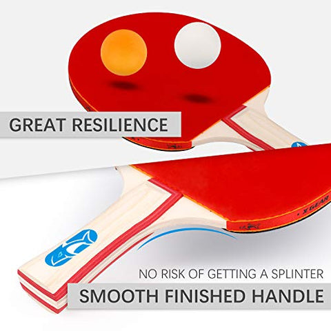 Image of XGEAR Ping Pong Paddle Set ;Complete Table Tennis Set ; Table Tennis Racket Set,4 Paddles, 8 Balls, Portable Storage Case, Optimize Spin and Control, for Indoor Outdoor Play