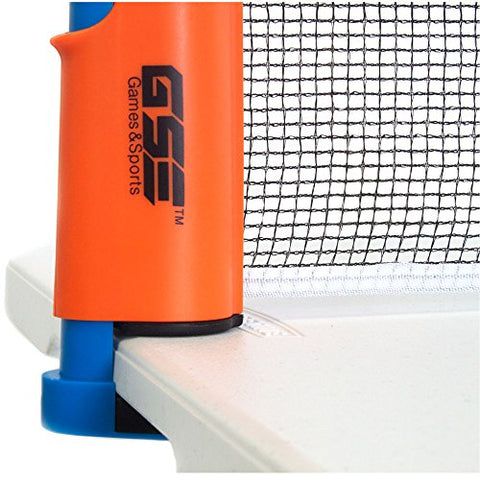 Image of GSE Games & Sports Expert Anywhere Portable Ping Pong Table Tennis Set to Go - Includes Retractable Net & Post, 2 Paddles & 3 Ping Pong Balls (4 Colors) (Orange)