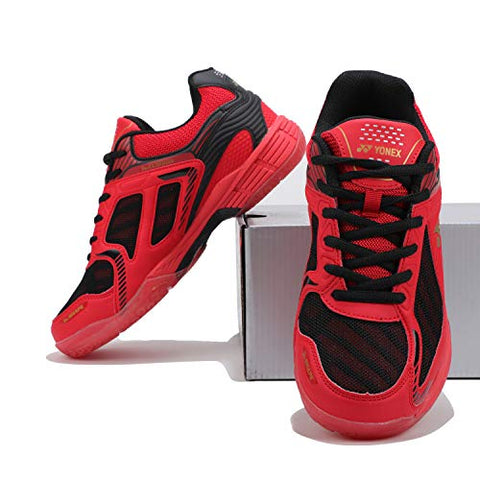 Image of Yonex Hydro Force 5 Badminton Shoes | Ideal for Badminton,Squash,Table Tennis,Volleyball | Non-marking sole | TRU Cushion | TRU Shape |RED BLACK GOLD |UK 8