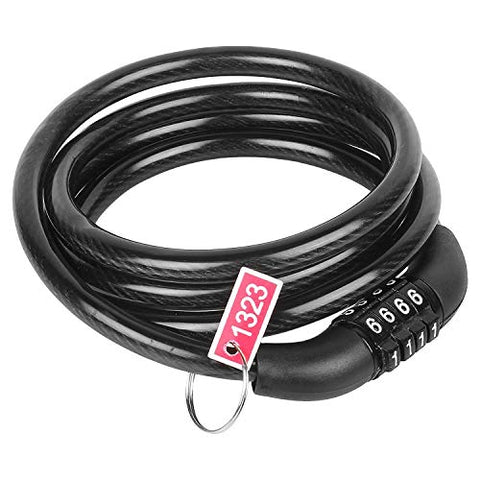 Image of ShreNik Bicycle Password Number Chain Secure 4 Digit Fixed Numeric Number Cable Lock (Black)