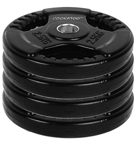 Image of Cockatoo Quad Rubber & Integrated Metal Grip Olympic Weight Plates; Rubber Weight; Rubber Plates; Home Gym (Regular-31 mm Hole Diameter, 1.25 Kg Each)