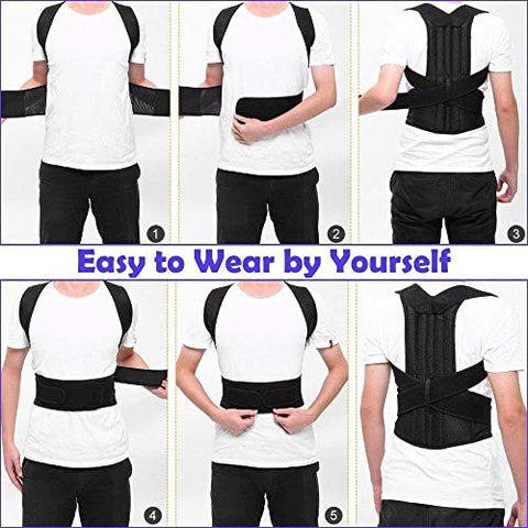 Image of QOZWEID Posture Corrector for Men Back Support Belt for Pain Relief for Women Adjustable Upper Back Straightener Shoulder and Chest Brace (L)