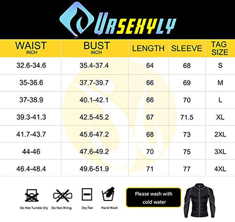 Image of Ursexyly Men Exercise Sweat Hot Dress Shirt, Sauna Suit Neoprene Slimming Fitness Jacket Gym Wear for Core Muscle Training (Black Exercise Shirt, L)