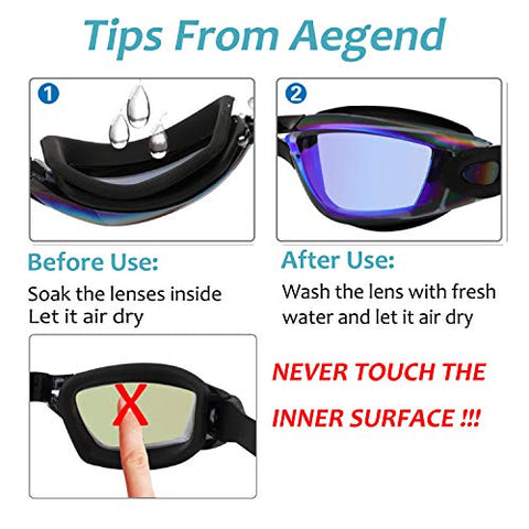 Image of aegend Swim Goggles, Swimming Goggles No Leaking Anti Fog UV Protection Triathlon Swim Goggles with Free Protection Case for Adult Men Women Youth Kids Child, Green Blue