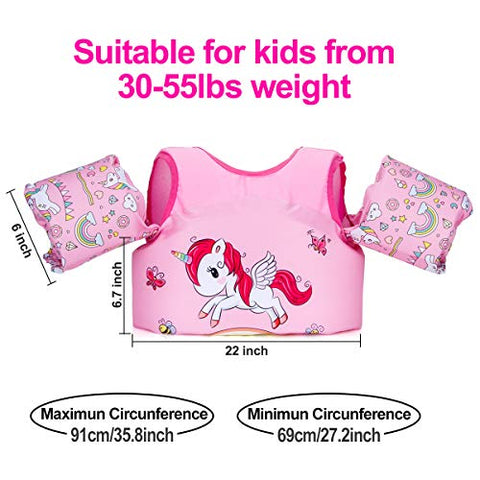 Image of Hutigertech Toddler Swim Vest 30-55 Pounds Boy & Girl, Kids Swim Life Jacket Vest for Pool, Floaties for Toddler, Baby Floats with Arm Wings for Learn-to-Swim Kids Infant