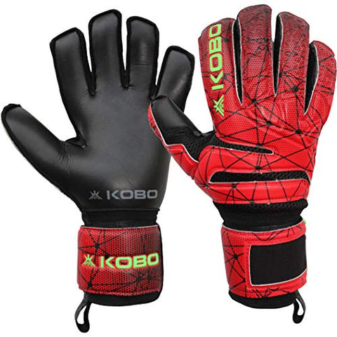 Image of Kobo GKG-06 Football/Soccer Goalie Goal Latex Keeper Gloves, Strong Grip for The Toughest Saves, with Finger Spines to Give Splendid Protection and Comfort, 9.5, with Finger Save