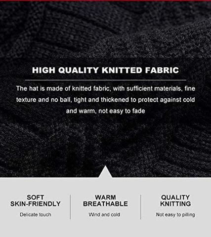 Image of ABlue Clipper Unisex Woollen with Faux Fur Inner Side Beanie Cap and Neck Muffler Winter Combo Set (Black , Free Size )