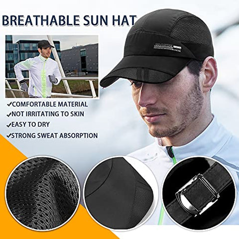 Image of FSFTTRAD Hat for Men Woman Sports Cap Sun Hat Quick Drying Soft Polyester Fiber Adjustable for Unisex (Adjustable 52-60 cm) (Black)