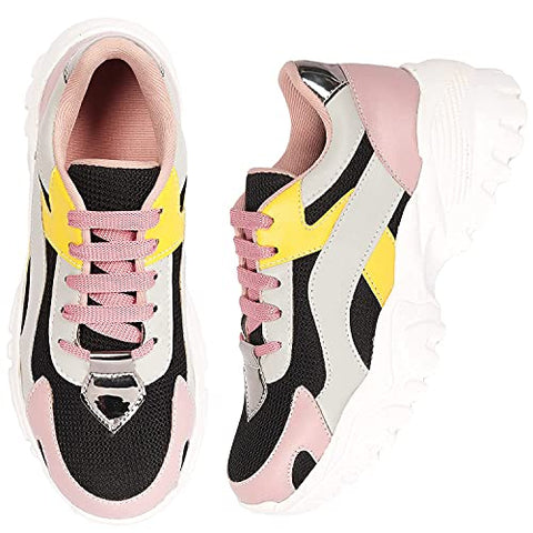 Image of ZAPATOZ Women's Stylish Lightweight | Casual Shoes | Sneakers Black