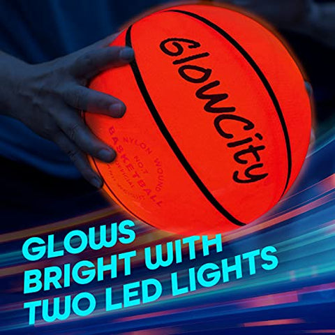 Image of GlowCity LED Light-Up Basketball – Size 6, 28.5-inch, Official Size Women’s Basketball, Good for Pre-Teens Too – Impact Activated Glow-in-The-Dark, Nylon Wound Durability, Batteries Included