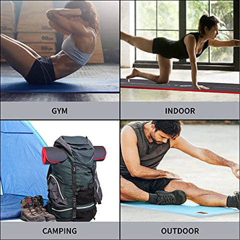 Image of NBR Yoga Mat 1830×660×10 mm - GREEN PROIRON Pilates Mat Edge Protection Non-Slip Yoga Mat Exercise Extra Thick Foam Mat Fitness Workout Mats Home Gym with Carrying Strap