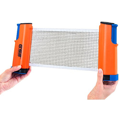 Image of GSE Games & Sports Expert Anywhere Portable Ping Pong Table Tennis Set to Go - Includes Retractable Net & Post, 2 Paddles & 3 Ping Pong Balls (4 Colors) (Orange)