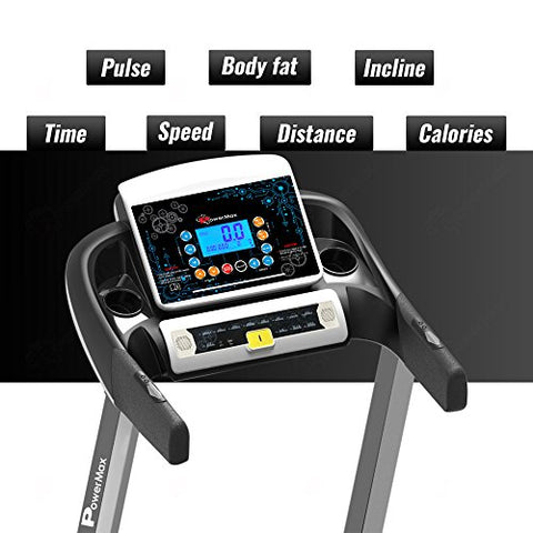 Image of PowerMax Fitness Peak Motorized Smart Run Function Foldable Auto Lubrication Spring Resistance Virtual Assistance Electric Treadmill , TDA-150 Series 5.0HP (Black and White)