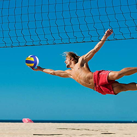 Image of YANYODO Official Size 5 Volleyball, Soft Indoor Outdoor Volleyball for Game Gym Training Beach Play,Yellow/White/Blue Yellow Print