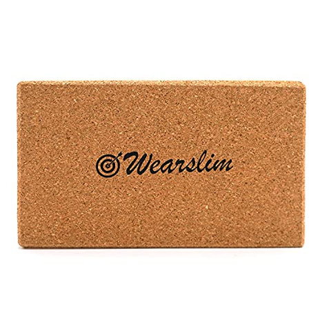 Image of Wearslim Women's and Men's Cork Premium High Density Non-Slip Exercise Yoga Bricks, Lightweight, Odour-Resistant and Moisture-Proof, Perfect Yoga Equipment (23.7 x 14 x 9 cm, Brown)