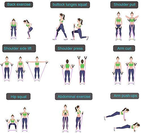 Image of Qsfi 11 Piece Gym Resistance Band for Workout, Resistance Band for Exercise, Resistance Band for Pull ups, Triceps, Legs, Rubber Resistance Band Tube with Door Anchor and Hook (Blue rw)