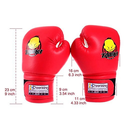 Image of Cheerwing 4oz PU Kids Boxing Gloves Children Cartoon MMA Sparring Dajn Training Gloves Age 5-10 Years Red