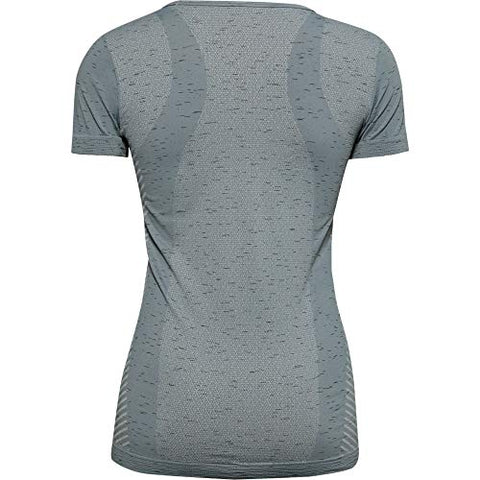 Image of Under Armour Women's Seamless Melange Short Sleeve T-Shirt, Hushed Turquoise (396)/Metallic Silver, X-Large