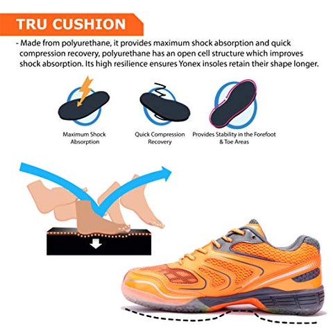 Image of YONEX Hydro Force 2 Men's Non Marking Badminton Court Shoes, Gun Metal/Orange - 8 UK
