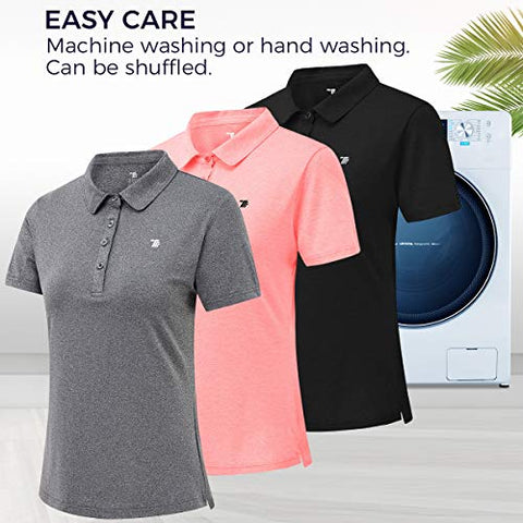 Image of Womens Golf Polo Shirts Short Sleeve Ladies Golf Apparel Moisture Wicking Womans Tennis Golf Tops
