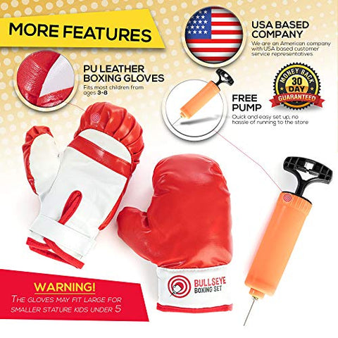 Image of whoobli Punching Bag for Kids Incl Boxing Gloves | 3-8 Years Old Adjustable Kids Punching Bag with Stand | Boxing Bag Set Toy for Boys & Girls