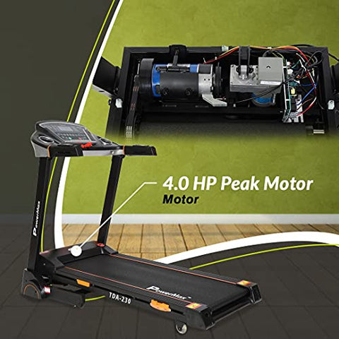 Image of PowerMax Fitness TDA-230 (4HP Peak) Smart Folding Electric Treadmill with Auto Incline, MP3, Speaker, DIY and Virtual Assistance, Exercise Machine for Home Gym and Cardio Training