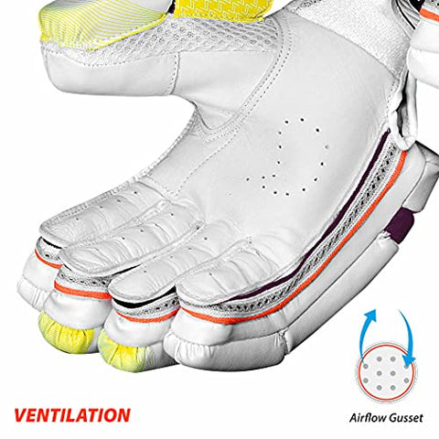Image of DSC Intense Valor Leather Cricket Batting Gloves, Mens Right (White Turquoise)