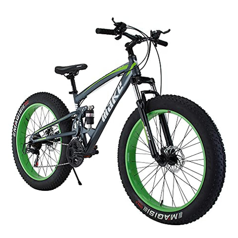 Image of Amardeep cycles 26 inches Fat Tyre Wheel, Steel Frame- 18 inches, Speed Double Disc Brake with Magnesium Alloy Wheels Sports Folding All-Mountain Cycle for Unisex (Green) Over 23 Years