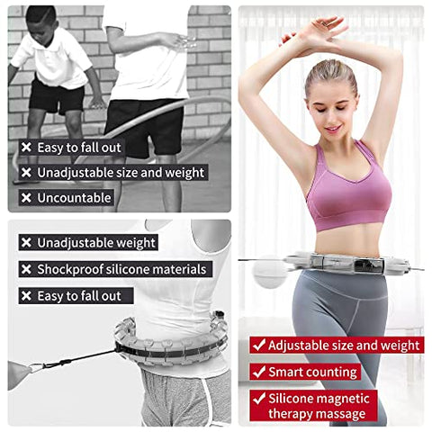Image of PROIRON Smart Hula Hoops Fitness for Adults, Weighted Exercise Hula Hoop with Counter and Ball, Great for Men, Women, Beginner, Never Falling, Adjustable Size and Weight