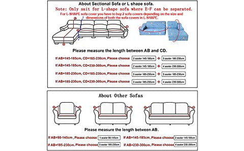 Image of House of Quirk Polyester Universal Double Seater Geometric Sofa Cover (Blue, 145-185cm)