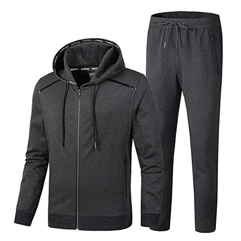 Image of INVACHI Mens Academy Athletic Tracksuit Full Zip Running Jogging Sports Active Wear Jacket and Pants Set (Grey 08, XX-Larg)