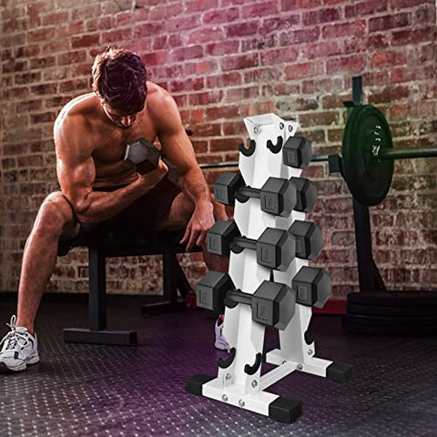Image of HAI+ Dumbbell Storage Rack Stand Holder, Solid Steel Dumbbell Rack Holder, A-Frame 3 Tier Weight Dumbbell Storage Racks, Free Weights Dumbbells Set for Home Gym Exercise (5 Tier)