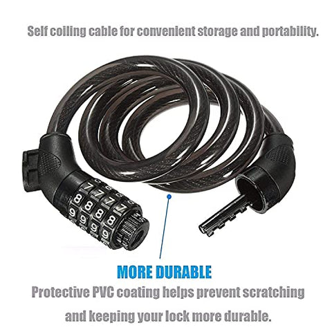 Image of ShreNik Bicycle Password Number Chain Secure 4 Digit Fixed Numeric Number Cable Lock (Black)