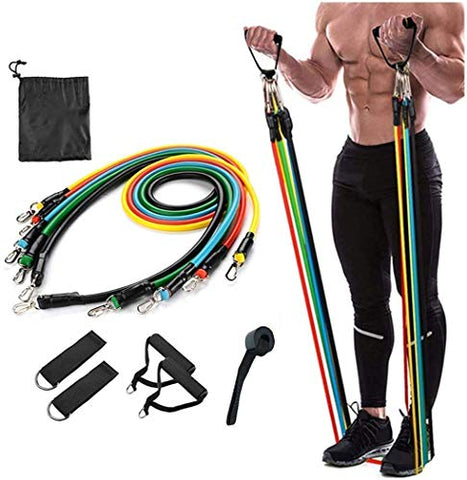 Image of Fulminare Resistance Bands Set for Exercise, Stretching, and Workout Toning Tube Kit with Foam Handles, Door Anchor, Ankle Strap, and Carrying Bag for Men, Women (Resistance Band*)