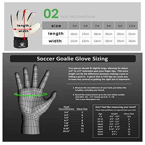 Image of KELME Goalkeeper Goalie Gloves with Finger Protection, Strong Grip Padding and Palm, Wrist Support & Sticky Latex for Indoor Soccer for Kids、Adult、Youth (Traning Level,Artificial Grass Field)