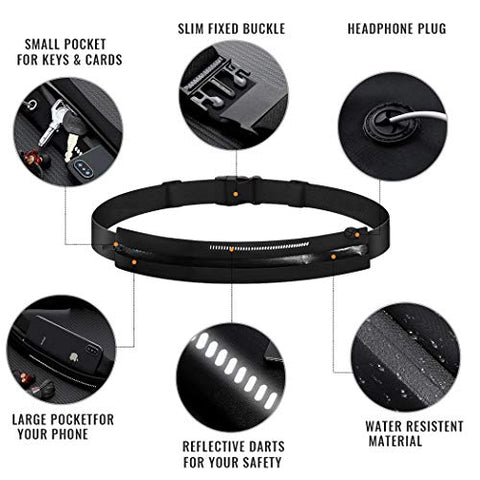 Image of GothicBride Running Belt Waterproof Pocket Belt Waist Pack Pouch with 1 Expandable Pockets for 6.5 inches Phone(iPhone XR XS MAX 8 Plus), Cards, Money, Sports,Travel, Spy, Hiking (Orange)