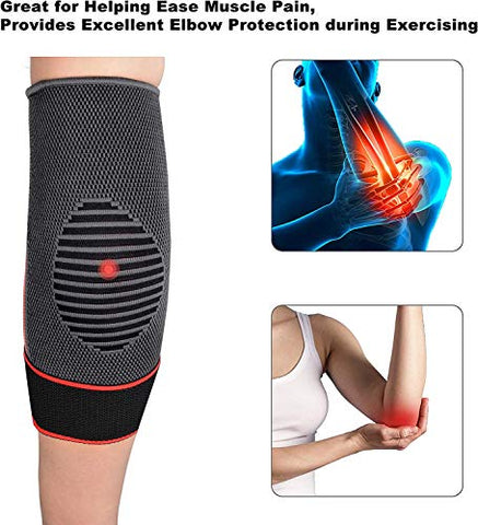 Image of Serveuttamยฎ Elbow Support for Gym with Strap - Elbow Brace for Men Women Workout | Elbow Compression Sleeves with Straps for Tendonitis Pain Relief, Tennis, Volleyball, Cricket - Elbow Band (Red, M)