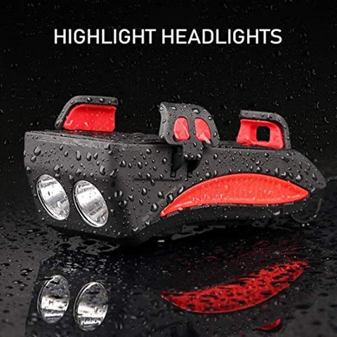Image of AFPIN USB Rechargeable Cycle Light with Mobile Holder Cycle Light and Horn 400 Lumens Cycle Lights Waterproof 2000mah Cycle Light with Horn Rechargeable Front Light