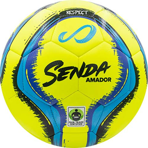 Image of Senda Amador Training Soccer Ball, Fair Trade Certified, Yellow/Light Blue, Size 4 (Ages 8-12)