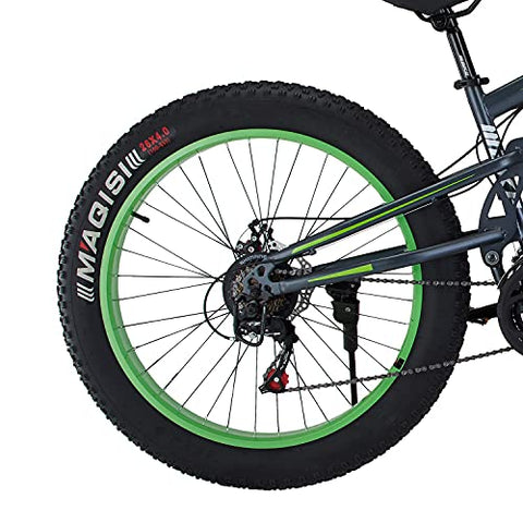 Image of Amardeep cycles 26 inches Fat Tyre Wheel, Steel Frame- 18 inches, Speed Double Disc Brake with Magnesium Alloy Wheels Sports Folding All-Mountain Cycle for Unisex (Green) Over 23 Years