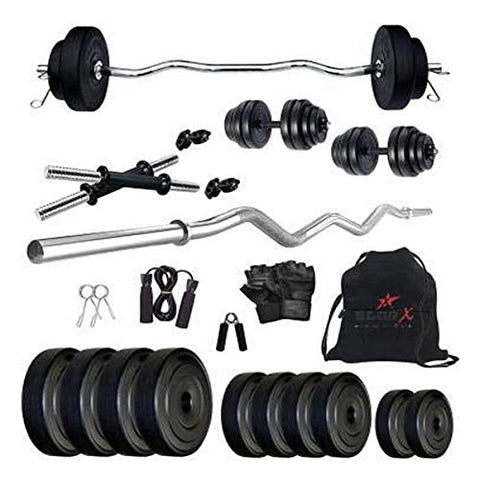 Image of StarX 20kg Home Gym Combo with 3ft Road and Accessories, Black