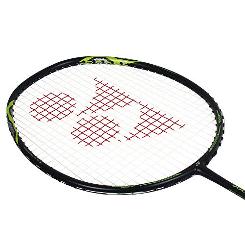 Yonex VOLTRIC 0.5DG Badminton Racquet (Black/Lime, Graphite, 35 lbs. Tension) & Mavis 350 Green Cap Nylon Shuttlecock (Yellow)