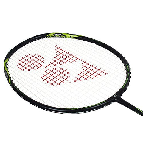 Image of Yonex VOLTRIC 0.5DG Badminton Racquet (Black/Lime, Graphite, 35 lbs. Tension) & Mavis 350 Green Cap Nylon Shuttlecock (Yellow)