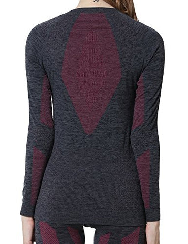 Image of YOOY Women's Ski Thermal Underwear Set Quick Dry Funktion Activewear Ladies Sports Long Sleeve Outdoors Shirts and Pants Rose XL