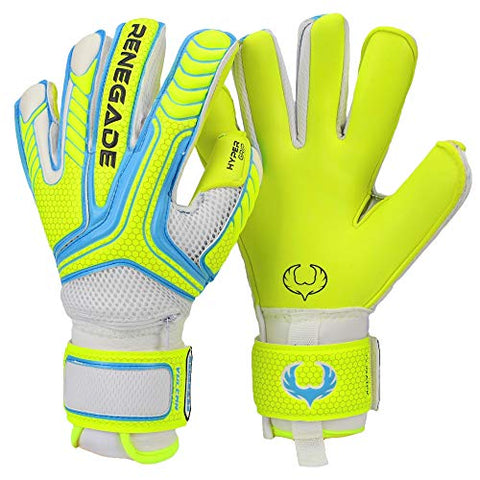Image of Renegade GK Vulcan Surge Hybrid Cut with Grip Soccer Youth Goalkeeper Gloves with Pro Finger Saves (Size 9, Medium)
